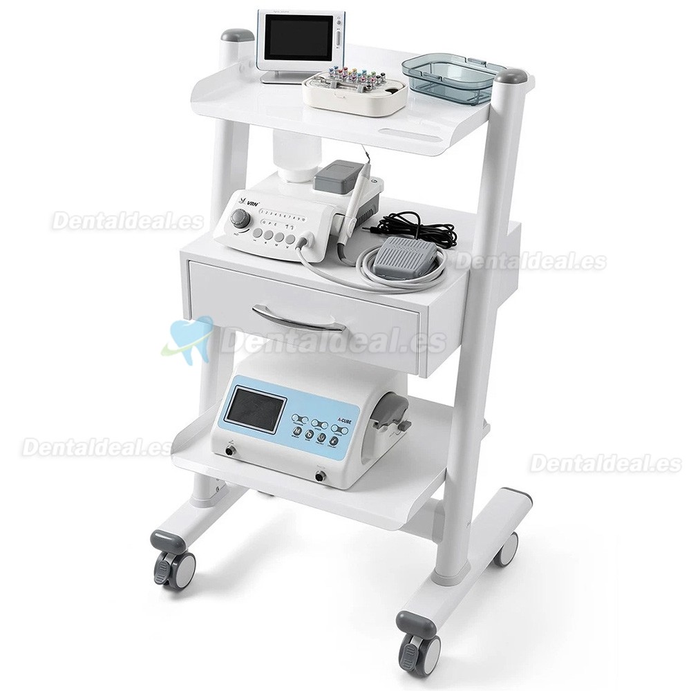 Dentech T3-4 Carro Dental M&oacute;vil de Tres Niveles con Armario de Almacenamiento